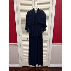 Alex Evenings Women's Cold Shoulder Popover Dress Navy 12